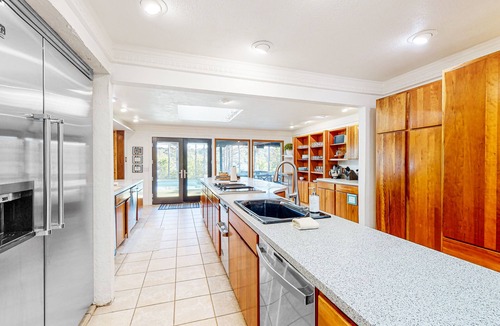 Garfield House | Dog-friendly home with lake views, washer/dryer, pool, basketball & fireplace