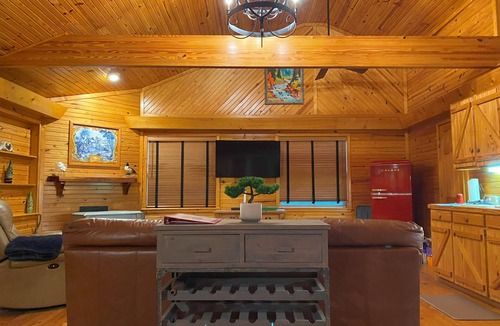 Pleasant Grove Cabin | Experience the Ozarks in style with the Waterfall Cabin! Tons of Amenities!
