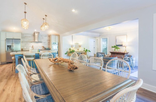 West Beach House | Steps to Beach! Private Heatable* Pool, Two Primary Suites, Bunk Bedroom, Two Dens & Terrific Patio