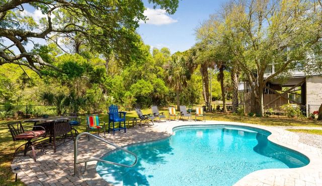 Blue Sky- Private Heated Pool -Across from Beach Access - Two Units - Three Porches