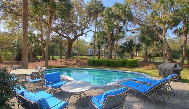 Destination Vacation HHI, 2nd Row Sea Pines Beach Home, Private Pool & Golf View