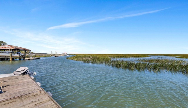 Soaring Views of River + Marsh w/Shared Dock by Lucky Savannah