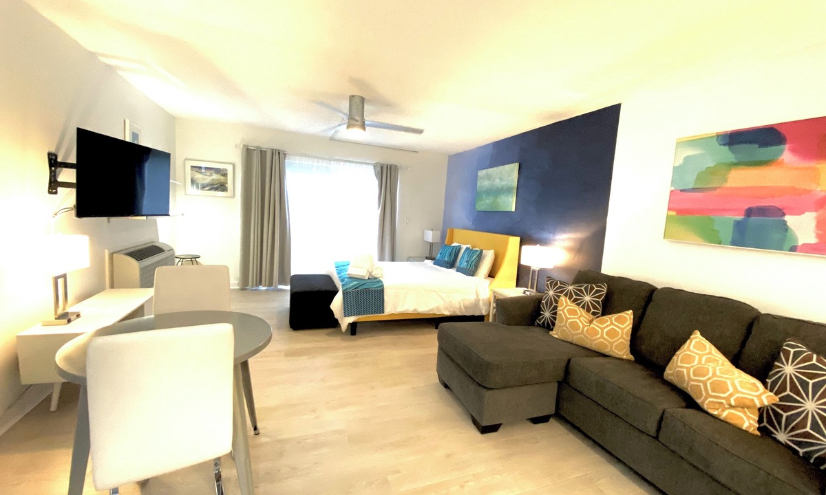 South Beach Apartment | Modern Sea Pines studio, beautiful water sunset views, across from beach